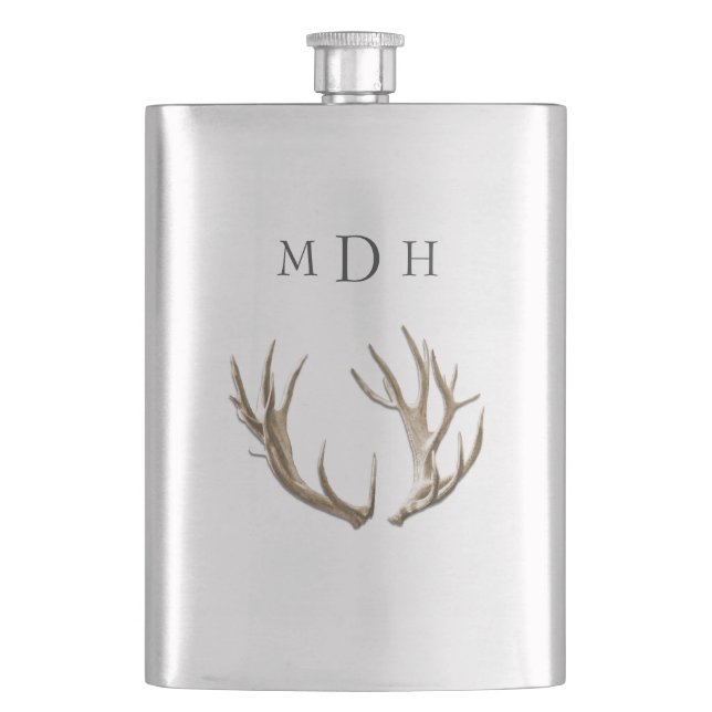 Hjort Antlers monogrammade kolv till honom Fickplunta (Framsidan)