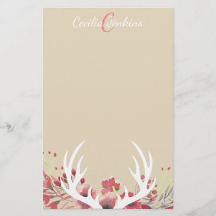 Hjort Antlers och Namn, Blommigt Brevpapper
