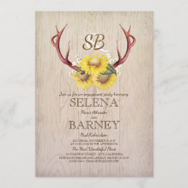 Hjort Antlers och Solros Rustic Förlovningsfest Inbjudningar