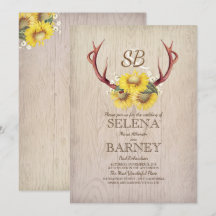 Hjort Antlers och Sunblommor Rustic Fall Wedding