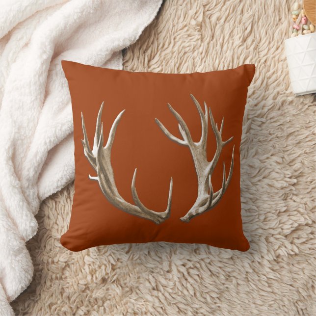 Hjort Antlers Orange Animal Nature Dekorativ kudde (Filt)