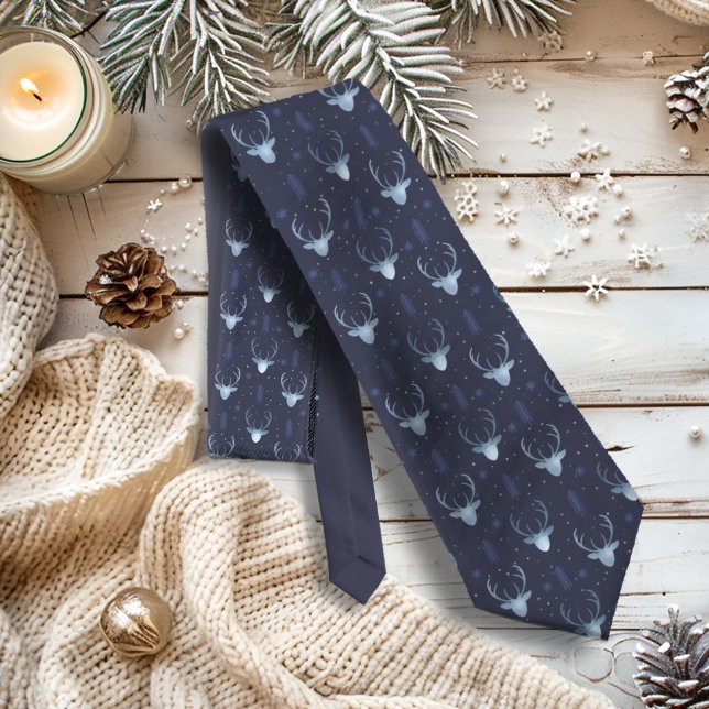 Hjort Antlers Pilar jul Mönster V2 Bl ID861 Slips (Skapare uppladdad)