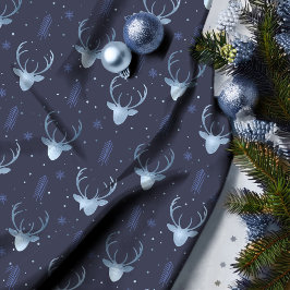 Hjort Antlers Pilar jul Mönster V2 Bl ID861 Tyg