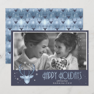 Hjort Antlers Pilar Julfoto V2 Blue ID861 Inbjudningar