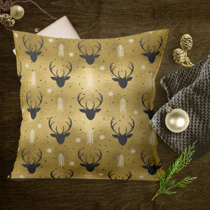 Hjort Antlers Pilar Mönster V1 Guld ID861 Kudde