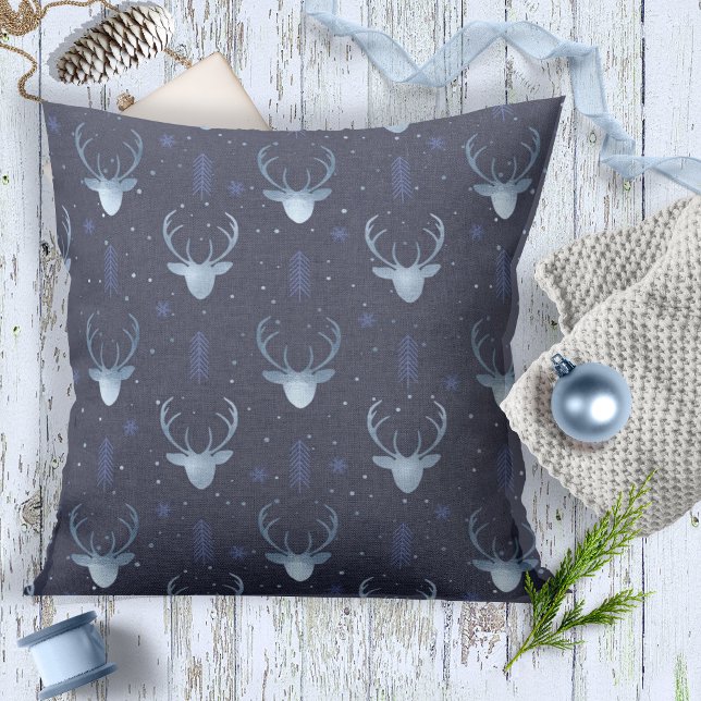 Hjort Antlers Pilar Mönster V2 Blue ID861 Kudde (Skapare uppladdad)