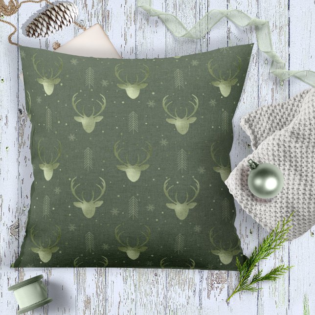 Hjort Antlers Pilar Mönster V2 Grönt-ID861 Kudde (Skapare uppladdad)