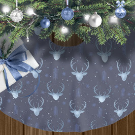 Hjort Antlers Pilars jul Mönster Blue ID861 Julgransmatta Borstad Polyester