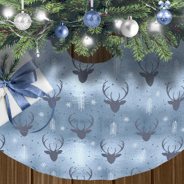 Hjort Antlers Pilars jul Mönster Blue ID861 Julgransmatta Borstad Polyester