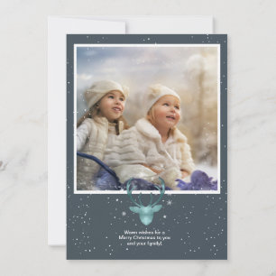 Hjort Antlers Pilars Julfoto Teal ID861 Meddelande