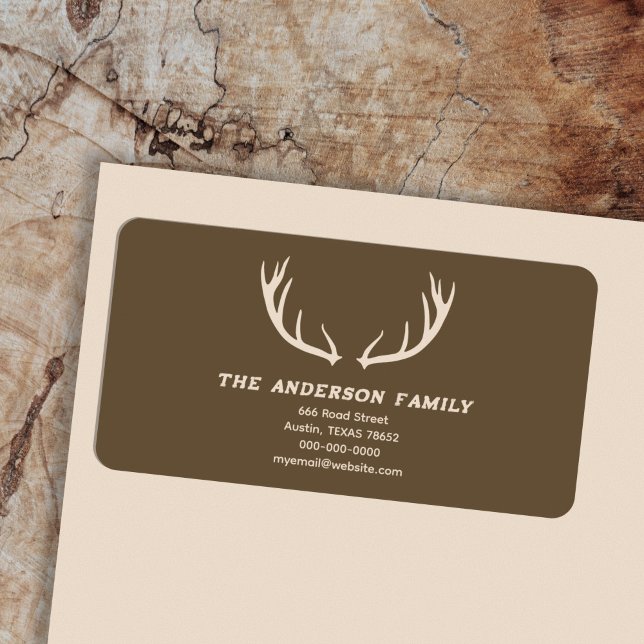 Hjort Antlers returadressetikett Adressetikett (Deer Antlers Return Address Label Sticker)
