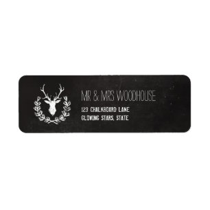 Hjort Antlers   Rustic Chalkboard Returadress Etikett