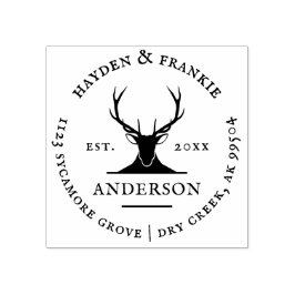 Hjort Antlers Rustic Married Couple Returadress Stämpel