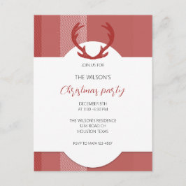 Hjort Antlers Rustic Red Tartan Vykort