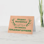 Hjort Antlers Vintage Grandfather Birthday Kort<br><div class="desc">Födelsedagskort för farfar med vintage hantverkare pappra och grönt hjortar och tankfull vers.</div>