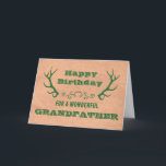 Hjort Antlers Vintage Grandfather Birthday Kort<br><div class="desc">Födelsedagskort för farfar med vintage hantverkare pappra och grönt hjortar och tankfull vers.</div>