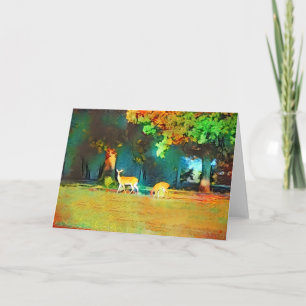 Hjort Art Note Card för hösten Kort