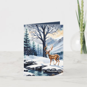 Hjort av det snöpade Sjö-julkortet Helgkort
