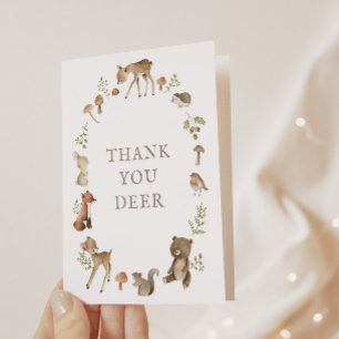 Hjort av Woodland Forest Baby Shower Tack Card Inbjudan