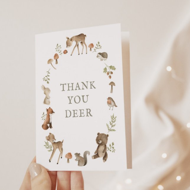 Hjort av Woodland Forest Baby Shower Tack Card Inbjudan (Skapare uppladdad)