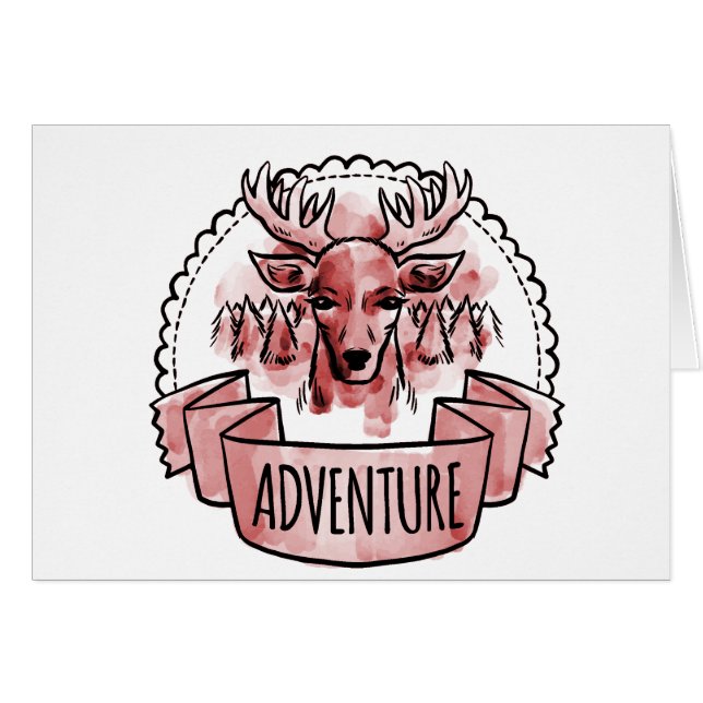 Hjort Äventyr Badge Hälsningskort (Framsidan Horizontal)
