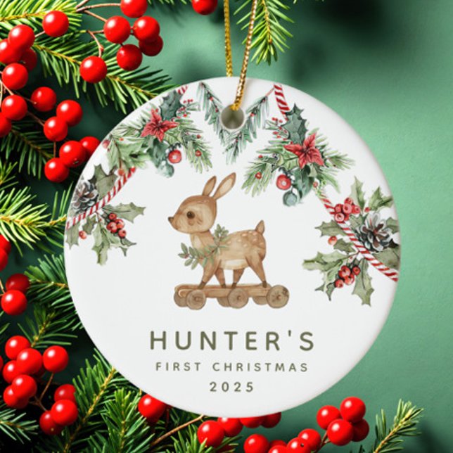 Hjort Baby Första jul Julgransprydnad Keramik (Skapare uppladdad)