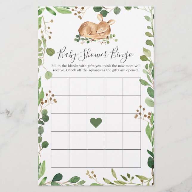 Hjort Baby Shower Bingo Game (Framsida)