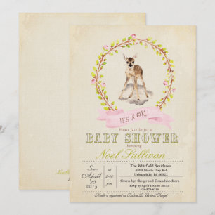 Hjort Baby Shower Flickkort Invitation Inbjudningar