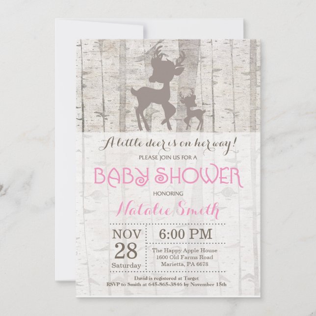 Hjort Baby Shower-inbjudan Rustic Woodland Inbjudningar (Framsida)
