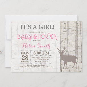Hjort Baby Shower-inbjudan Rustic Woodland Inbjudningar