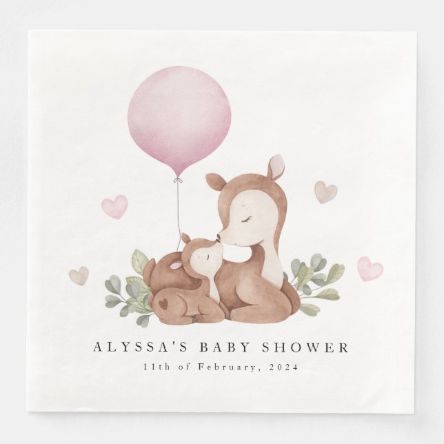 Hjort Baby Shower Napkins Pappersservett (Framsida)