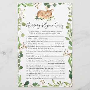 Hjort Baby Shower Nursery Rhyme Quiz-spel