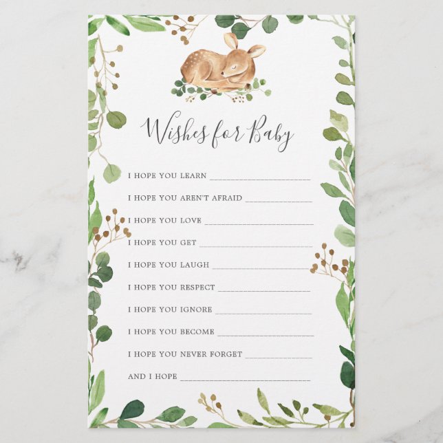 Hjort Baby Shower Önskemål för Baby (Framsida)