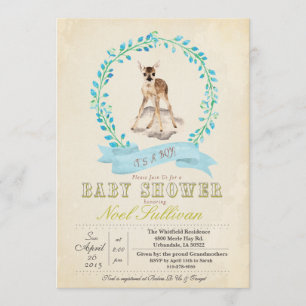 Hjort Baby Shower Pojke Inbjudan