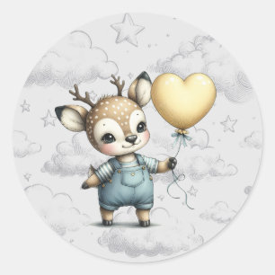 Hjort Baby Shower Runt Klistermärke