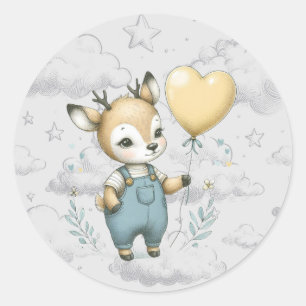 Hjort Baby Shower Runt Klistermärke