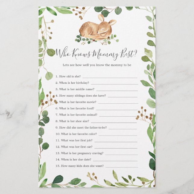 Hjort Baby Shower som känner Mamma bäst (Framsida)