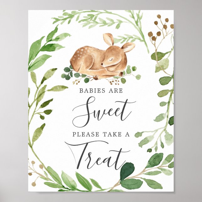 Hjort Baby Shower Spädbarn är Sweet Sign Poster (Framsidan)