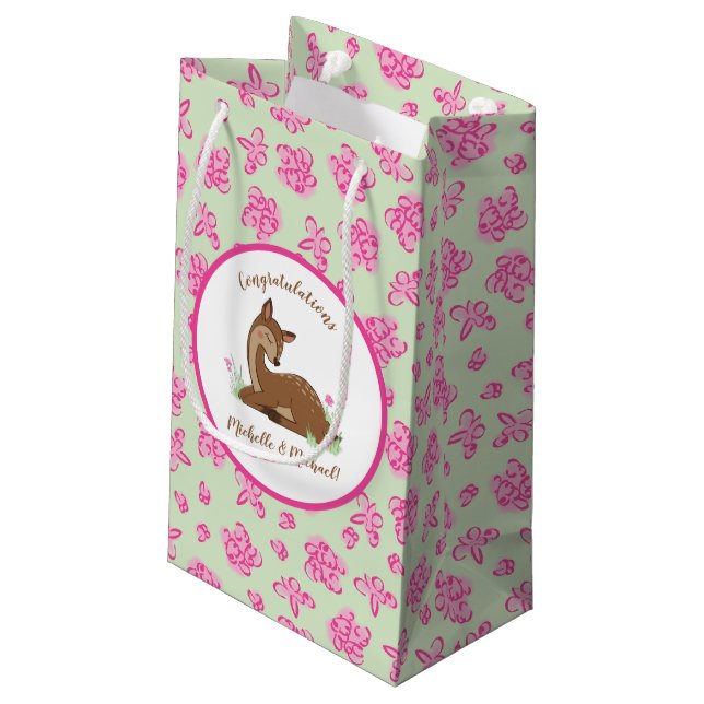 Hjort Baby Shower Woodland Fawn Rosa (Baksidan Vinklad)