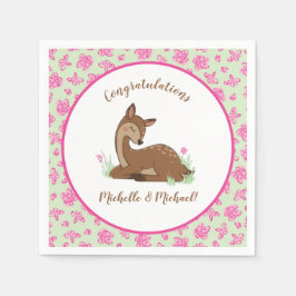 Hjort Baby Shower Woodland Fawn Rosa Pappersservett