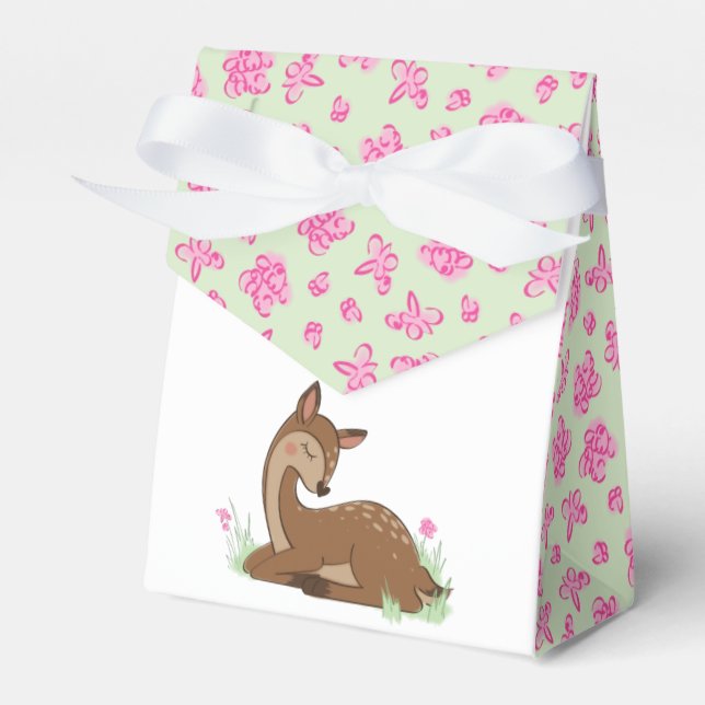 Hjort Baby Shower Woodland Fawn Rosa Presentaskar (Framsidan Sidan)