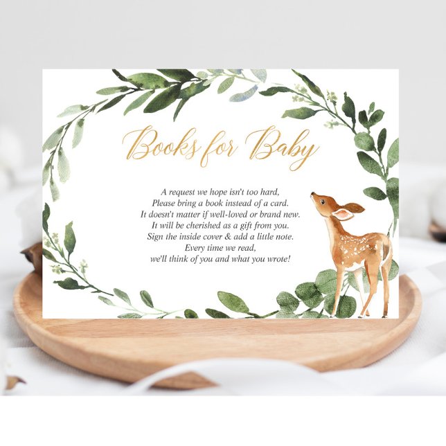Hjort babydusch guld greenery bok-begäran infoga tilläggskort (Skapare uppladdad)