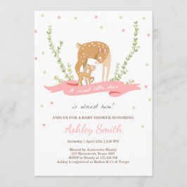 Hjort babyduschinbjudan Woodland Forest Girl Inbjudningar