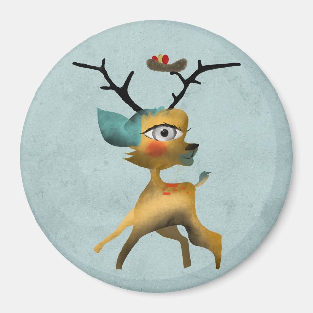Hjort Bambi Venado Woodland Forest Aqua Magnet (Framsidan)