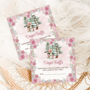 Hjort Blommig Baby Shower Blöja Lotteri Tilläggskort