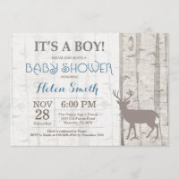 Hjort Boy Baby Shower-inbjudan Rustic Woodland