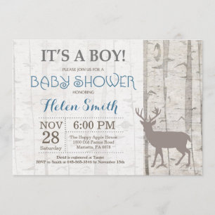 Hjort Boy Baby Shower-inbjudan Rustic Woodland Inbjudningar