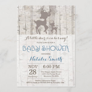 Hjort Boy Baby Shower-inbjudan Rustic Woodland Inbjudningar