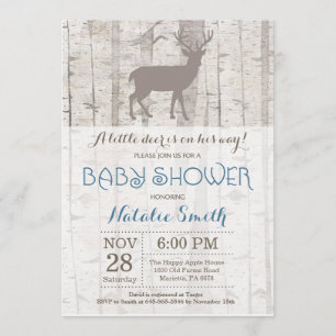 Hjort Boy Baby Shower-inbjudan Rustic Woodland Inbjudningar
