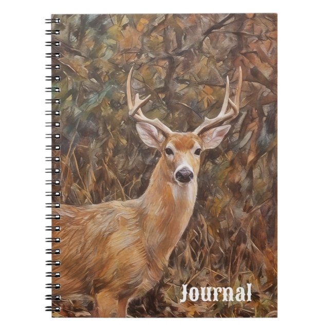 Hjort Buck Antlers Art Nature Journal Anteckningsbok (Framsidan)